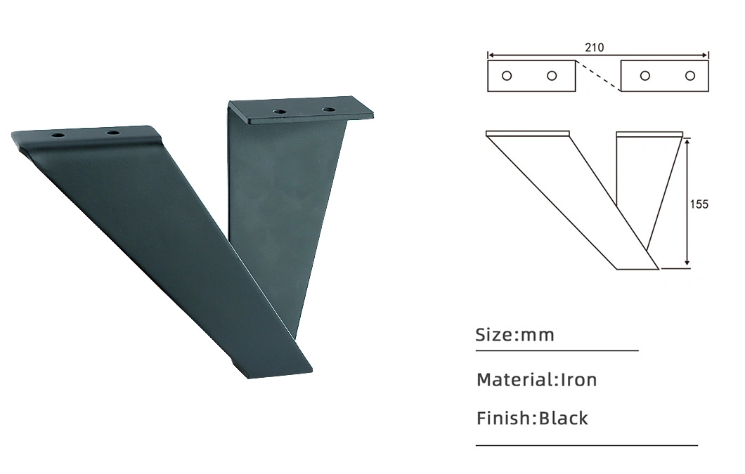 155mm Modern Cabinet Legs Black Furniture Legs and Feet