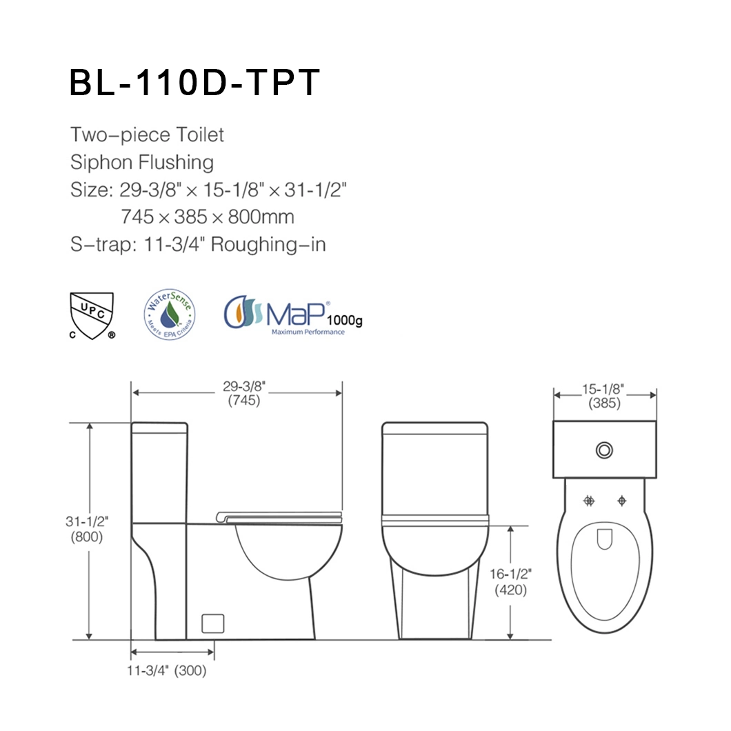 Factory White Color Gravity Flushing Short Projection Round Shape Ceramic Wc Sanitary Ware S Trap Two Piece Toilet Suite