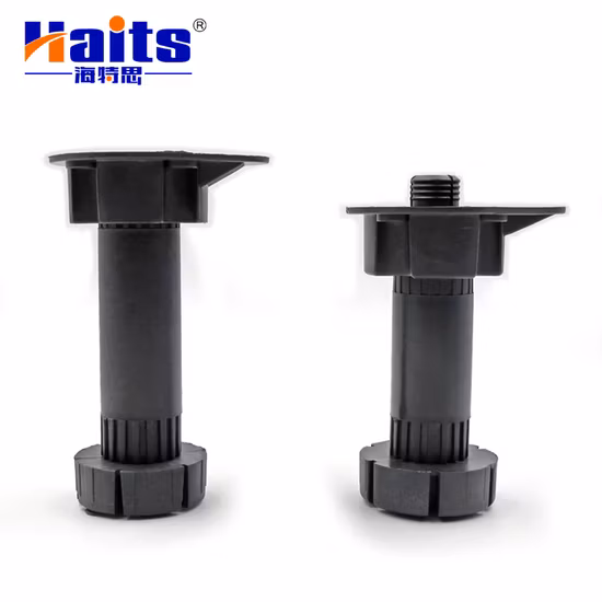 家具の脚、調節可能な水平調整脚、プラスチック製の取り付け金具